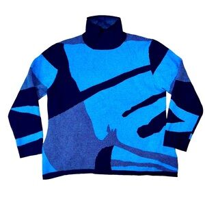 Orange Fashion Village Mock Neck| Abstract Sweater